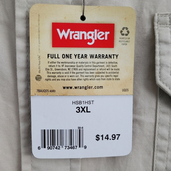 NWT Two Wranglers Jeans Button-up Shirt - Picture 5 of 8